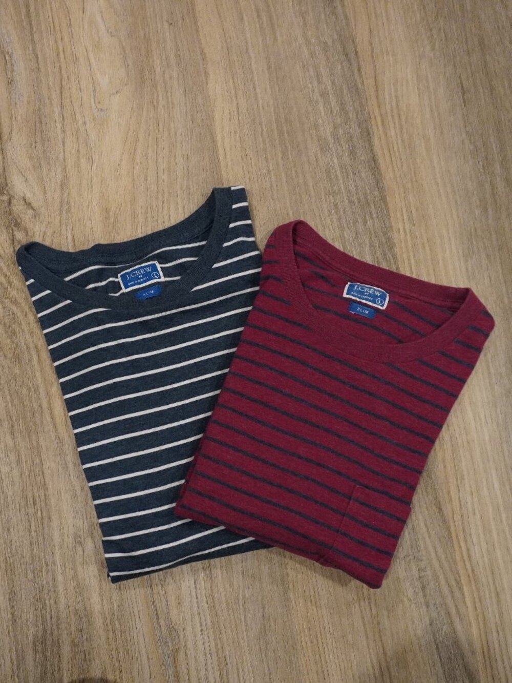 Men's J. Crew Slim Fit Striped Shirts 2-Pack Blue & Red Size Large